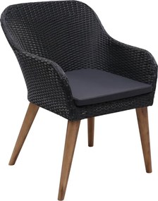 vidaXL Σετ Τραπεζαρίας Εξ. Χώρου 9 τεμ. Μαύρο Συνθ. Ρατάν με Μαξιλάρια