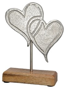 Διακοσμητικό ArteLibre Καρδιά 'Love' Σε Βάση Ασημί/Φυσικό Αλουμίνιο/Ξύλο 5x10x17cm