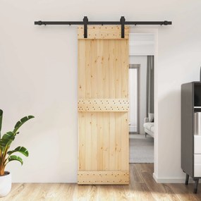vidaXL Συρόμενη Πόρτα Φυσικό και Μαύρο 70 x 210 cm