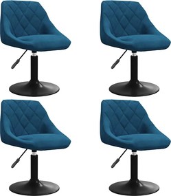 vidaXL Καρέκλες Τραπεζαρίας Περιστρεφόμενες 4 τεμ. Μπλε Βελούδινες
