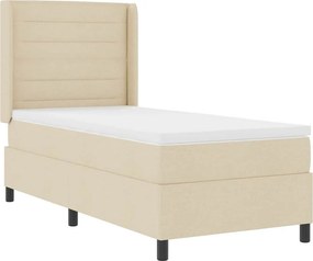 vidaXL LED Κρεβάτι με βάθρο με στρώμα Κρεμ 90 x 200 cm ύφασμα