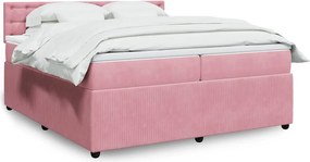 vidaXL Κρεβάτι Boxspring με Στρώμα Ροζ 200x200 εκ. Βελούδινο