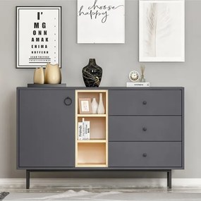Stewehome Κονσόλα με συρτάρια και ντουλάπι Γκρι 130x40x78 cm
