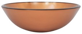 vidaXL Νιπτήρας Μπάνιου με Βρύση&amp; Βαλβίδα Πατητή από Ψημ. Γυαλί Καφέ