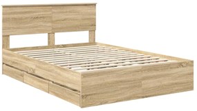 vidaXL Σκελετός Κρεβατιού Δρύς Sonoma 150 x 200 cm Μηχανήματος Ξύλο