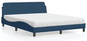 vidaXL Κρεβάτι με Στρώμα Dover Μπλε 160x200 εκ. Υφασμάτινο