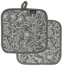 Πιάστρες Κουζίνας Wildflower (Σετ 2Τμχ) 41477 20x20cm Sage Green-White Ladelle 100% Βαμβάκι