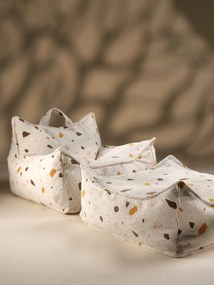 Terrazzo Πουφ Σκαμπο Υφασμα Μπουκλε / Σενιλ Υπόλευκο