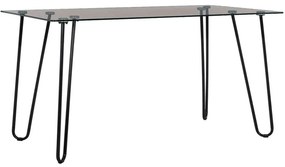 Τραπέζι Jaala HM9011 130x70x75cm Black-Clear Μέταλλο,Γυαλί