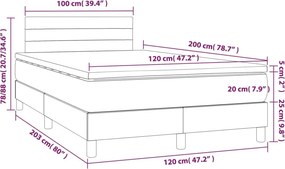 vidaXL Κρεβάτι Boxspring με Στρώμα Κρεμ 120x200 εκ. Υφασμάτινο