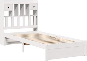 vidaXL Κρεβάτι Βιβλιοθήκη Χωρίς Στρώμα Λευκό 75x190 εκ Μασίφ Πεύκο