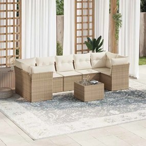 vidaXL Σαλόνι Κήπου Σετ 8 τεμ. Μπεζ Συνθετικό Ρατάν με Μαξιλάρια