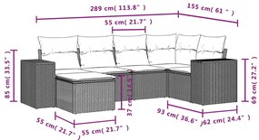 Σετ Καναπέ Κήπου 6 τεμ. Μπεζ Συνθετικό Ρατάν με Μαξιλάρια - Μπεζ