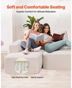 VEVOR Modular Sectional Sofa U Shaped Cloud Couch with Chaise and Cushion Beige
