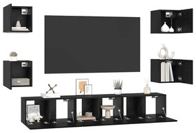 vidaXL Σετ επίπλου τηλεόρασης Επιτοίχιο 7 pcs Μαύρη δρυς