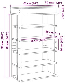 Ράφι παπουτσιών Artisan Oak 60x30x98 cm Κατασκευασμένο ξύλο - Καφέ