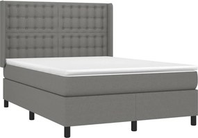 vidaXL Κρεβάτι Boxspring με Στρώμα Σκούρο Γκρι 140x190 εκ. Υφασμάτινο
