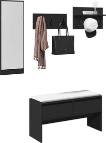 vidaXL Σετ Επίπλων Διαδρόμου 4 Τεμ. Μαύρο από Επεξεργασμένο Ξύλο