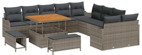 vidaXL Σετ Καναπέ Κήπου 13 pcs Γκρι συνθετικό ρατάν