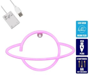 Διακοσμητικό Φωτιστικό Neon Led Ρόζ Planet Saturn 78588 Globostar-78588-Ροζ 78588