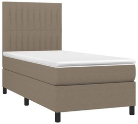 Κρεβάτι Boxspring με Στρώμα Taupe 90x190 εκ.Υφασμάτινο - Μπεζ-Γκρι