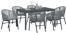 vidaXL Σέτ φαγητού για κήπο 7 pcs Γκρι Πολυ ράταν