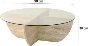 Τραπεζάκι Σαλονιού Τραβερτίνη FLIDOL 90x30