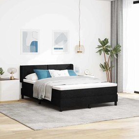 vidaXL Κρεβάτι με ελατήρια Μαύρο 140 x 200 cm Ύφασμα και αφρός
