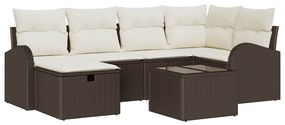 vidaXL Σετ Καναπέ Κήπου 7 pcs Καφέ και κρεμ 234 x 124 x 85 εκ