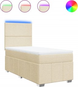 vidaXL Κρεβάτι Boxspring με Στρώμα Κρεμ 90x200 εκ.Υφασμάτινο