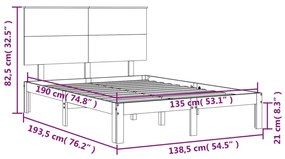 Πλαίσιο Κρεβατιού με Κεφαλάρι Λευκό από Μασίφ Ξύλο Double - Λευκό