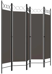vidaXL Διαχωριστικό Δωματίου με 5 Πάνελ Ανθρακί 200 x 180 εκ.
