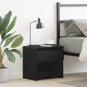 vidaXL Μαύρο Κομοδίνο από Δρυς 40x30x39 εκ. από Επεξεργασμένο Ξύλο