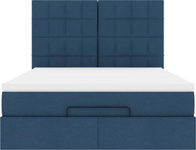 vidaXL Οθωμανικό κρεβάτι με στρώμα μπλε 140x190cm ύφασμα