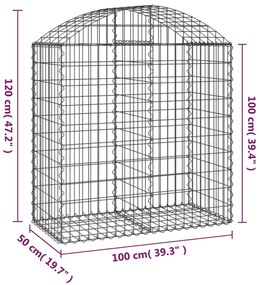 vidaXL Συρματοκιβώτιο Τοξωτό 100x50x100/120εκ. από Γαλβανισμένο Χάλυβα