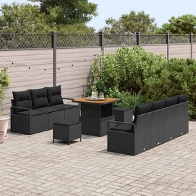 vidaXL Σετ Καναπέ Κήπου με μαξιλάρι 10 pcs Μαύρο 80 x 80 x 71 cm