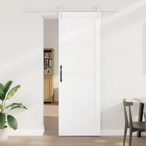 vidaXL Συρόμενη Πόρτα  με σετ εξαρτημάτων Λευκή 78x232 εκ. Solid Wood Πεύκο