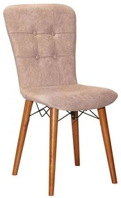 Καρέκλα Sonora I 266-000002 44x48x88cm Antique Beige-Walnut Μέταλλο,Ύφασμα,Ξύλο