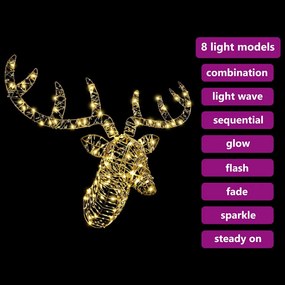 vidaXL Έλκηθρο με Ελάφια Θερμό λευκό 68 x 36.5 x 62.5 εκ. PET