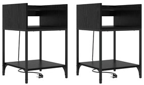 vidaXL Κομοδίνο 2 pcs Μαύρη δρυς 40 x 40 x 61 εκ Επεξεργασμένο ξύλο