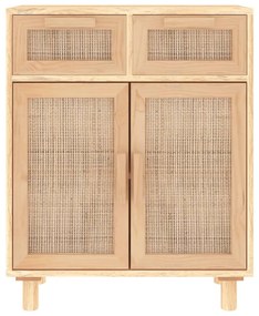 vidaXL Συρταριέρα Καφέ 60x30x75 εκ. Μασίφ Πεύκο &amp; Φυσικό Ρατάν