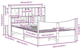 Σκελετός Κρεβ. Χωρίς Στρώμα Λευκό 140x190 εκ Μασίφ Πεύκο - Λευκό