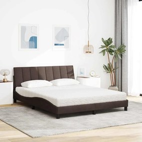 vidaXL Κρεβάτι Σκούρο Καφέ 160x200 εκ Υφασμάτινο
