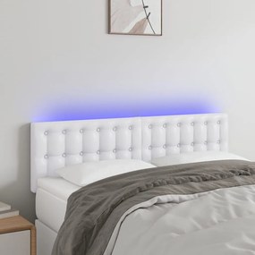 vidaXL Κεφαλάρι Κρεβατιού LED Λευκό 144x5x78/88 εκ. Συνθετ. Δέρμα