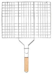 Estia 05-9472 Σχάρα Ψησίματος Bbq Με Ξύλινη Λαβή 60x40cm Μέταλλο, Silver