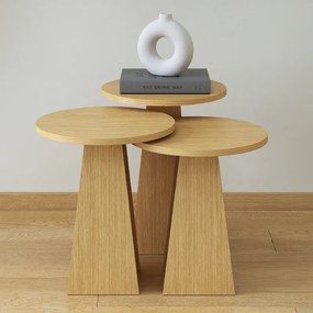 Τραπεζάκια βοηθητικά σετ 3 τμχ Como Megapap χρώμα oak - GP022-0096,2