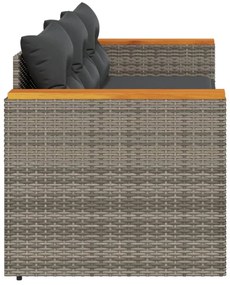 vidaXL Καναπές Κήπου Τριθέσιος Γκρι από Συνθετικό Ρατάν με Μαξιλάρια