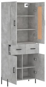 vidaXL Ντουλάπι Γκρι Σκυροδέματος 69,5x34x180 εκ. Επεξεργασμένο Ξύλο