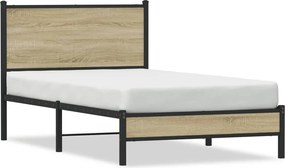 vidaXL Σκελετός Κρεβ. Χωρίς Στρώμα Sonoma Δρυς 100x190 εκ. Μεταλλικό