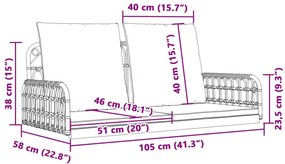 Παγκάκι Κούνια 105x58x38 εκ. Συνθ. Ρατάν &amp; Ατσάλι με Μαξιλάρια - Καφέ